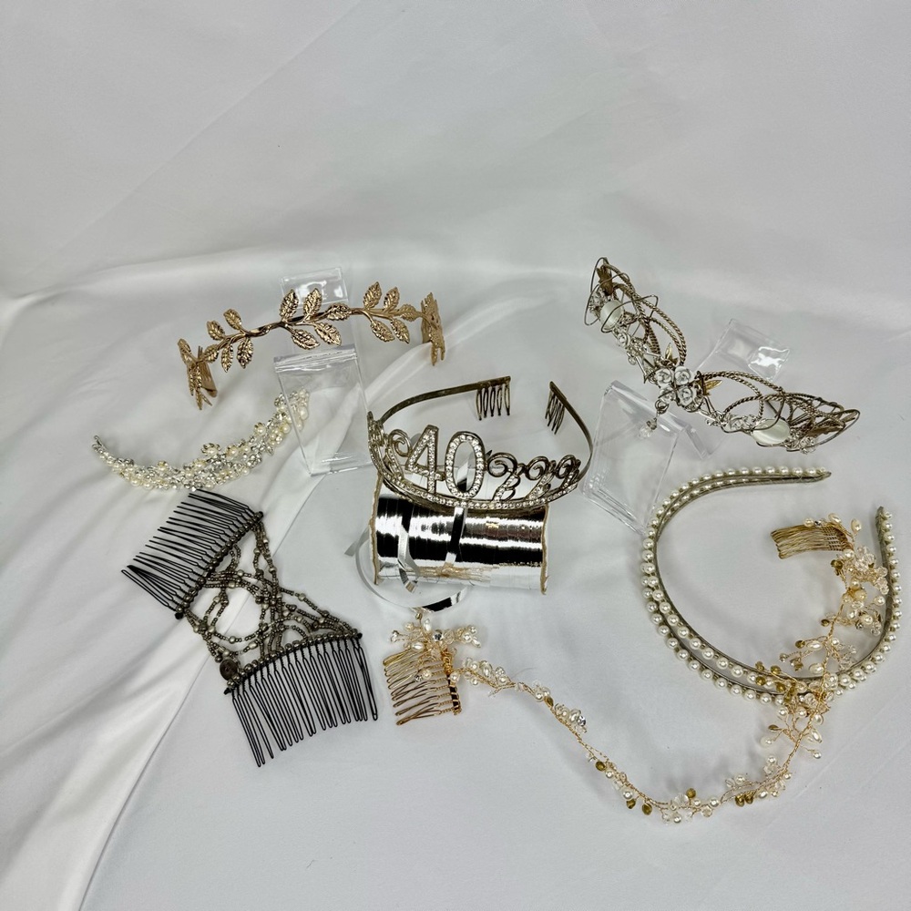 Elegant Gold and Silver Hair Accessories Set including Crowns fir the Princess